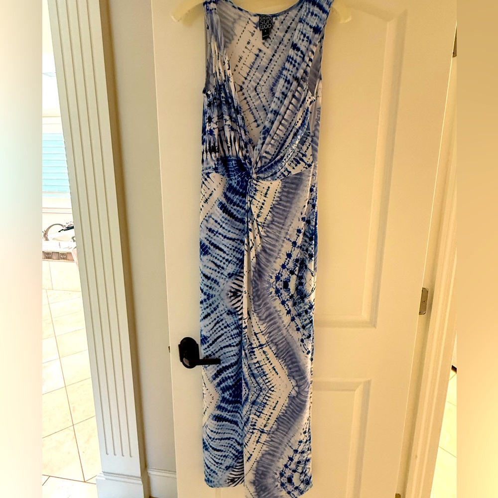 CLARA SUNWOO Blue and White Abstract Dress